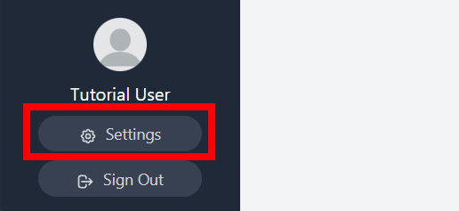 Location of the user settings button in the main navigation.
